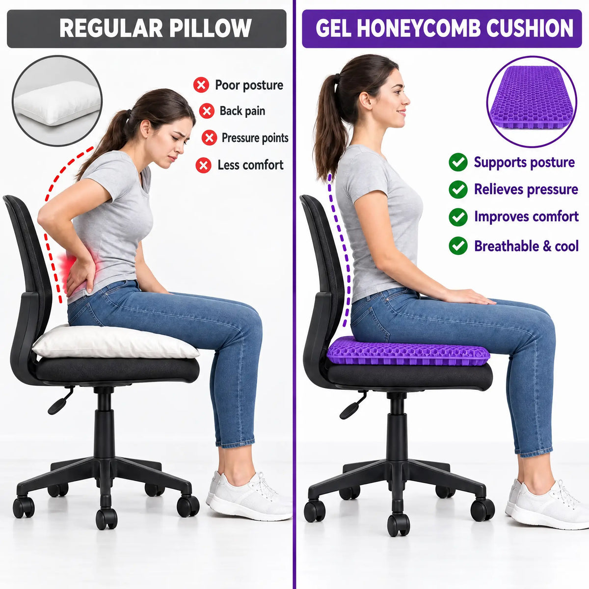 Ergonomic Gel Honeycomb Seat Cushion